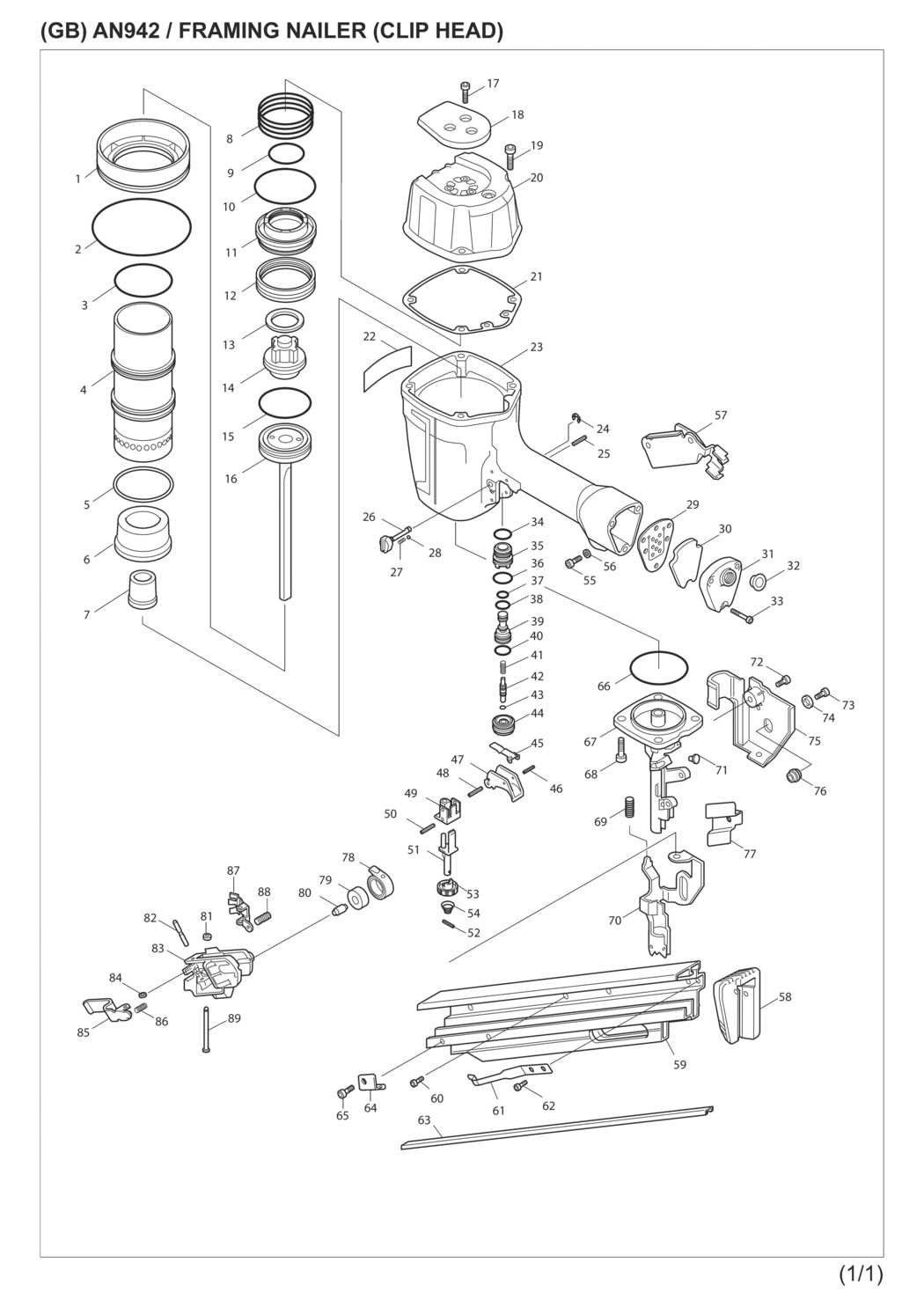 metabo nail gun parts diagram