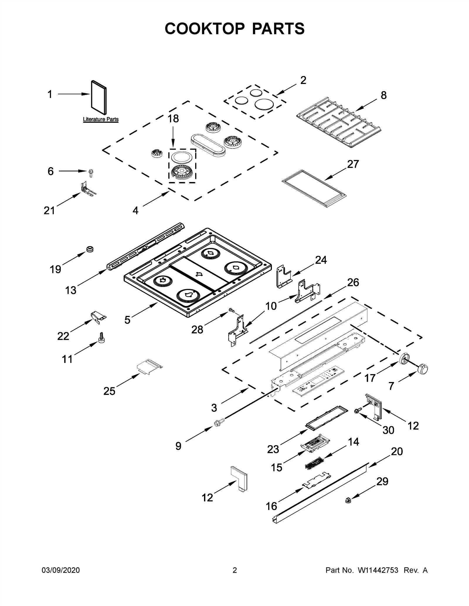 ge profile gas cooktop parts diagram