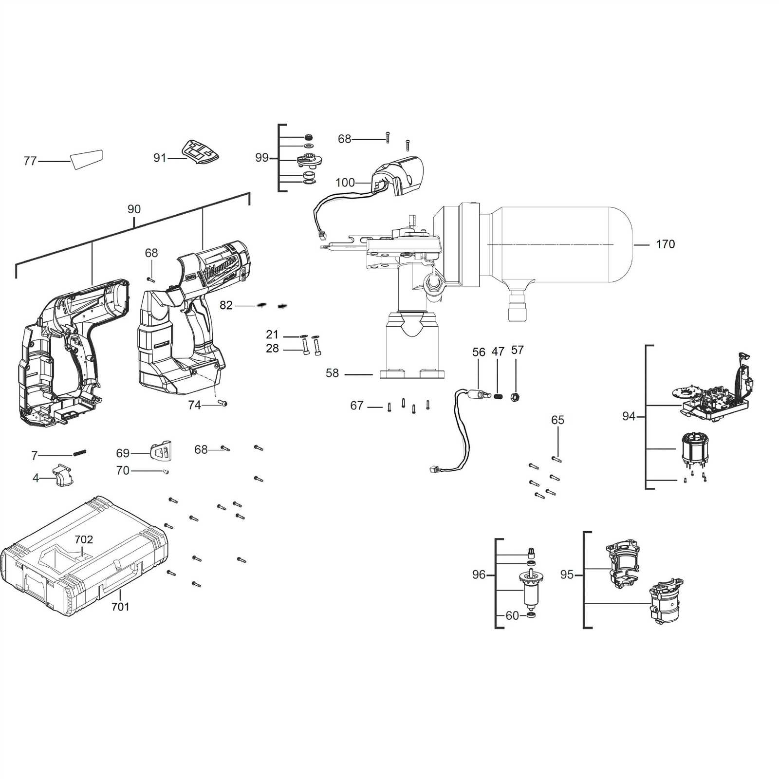 milwaukee hammer drill parts diagram