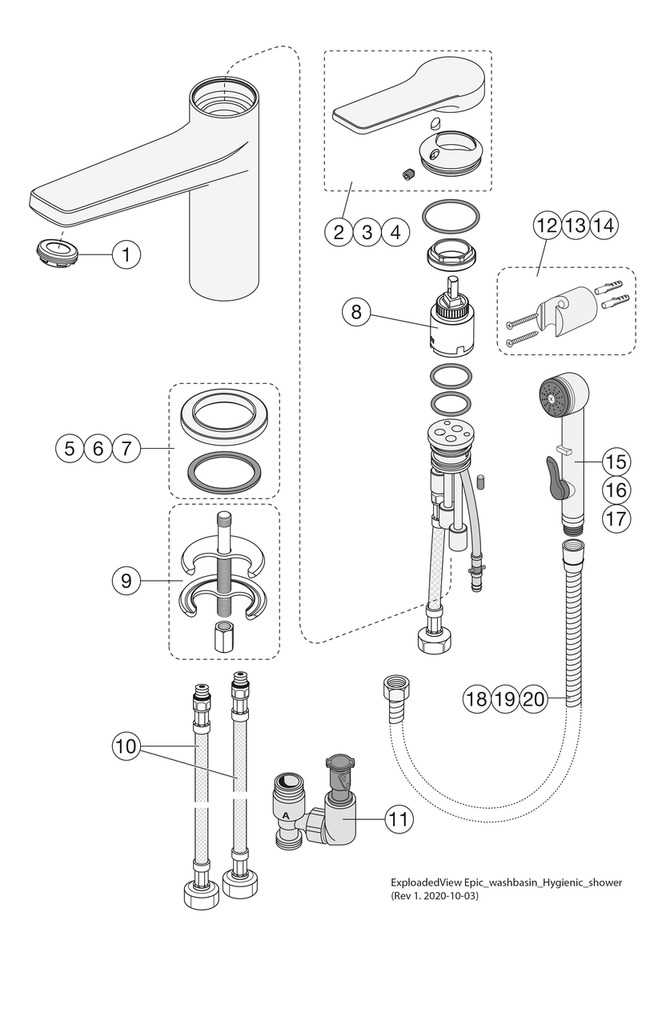 parts of a bathroom sink faucet diagram