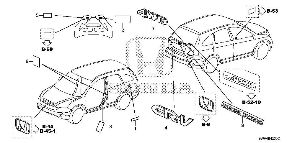 honda cr v body parts diagram