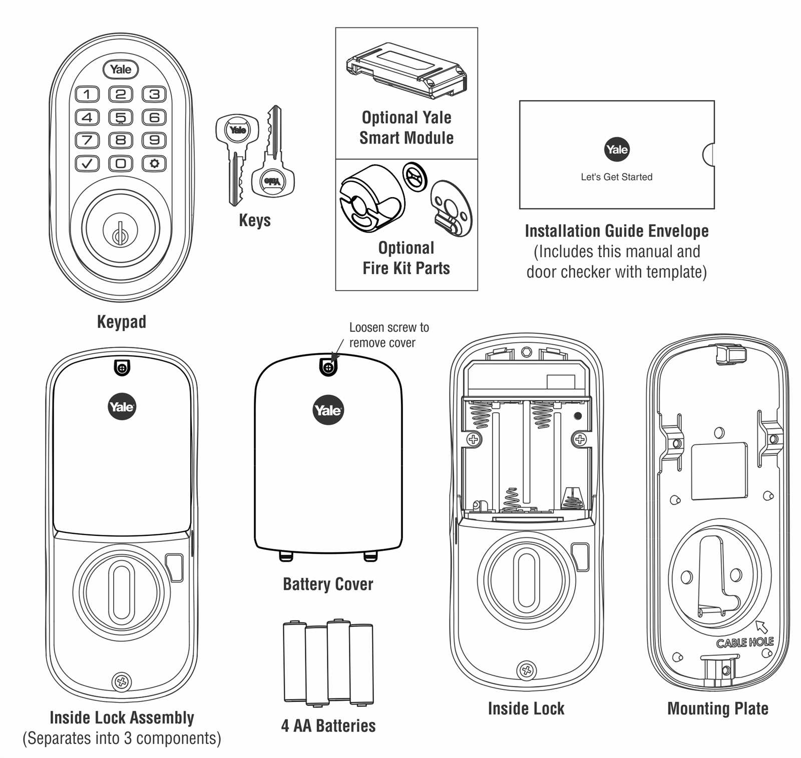 yale door lock parts diagram