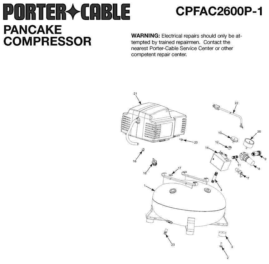 porter cable 6 gallon air compressor parts diagram