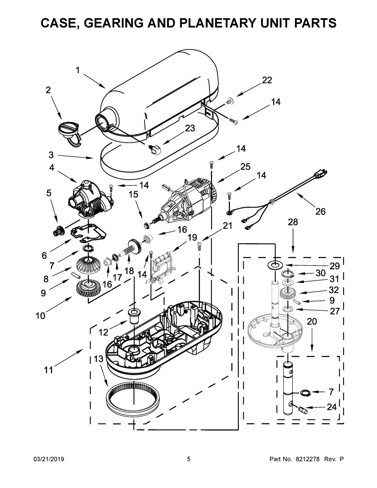 replacement kitchenaid mixer parts diagram