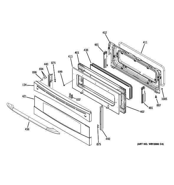 ge oven door parts diagram