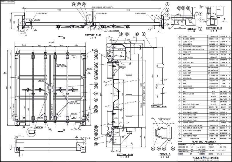 shipping container parts diagram