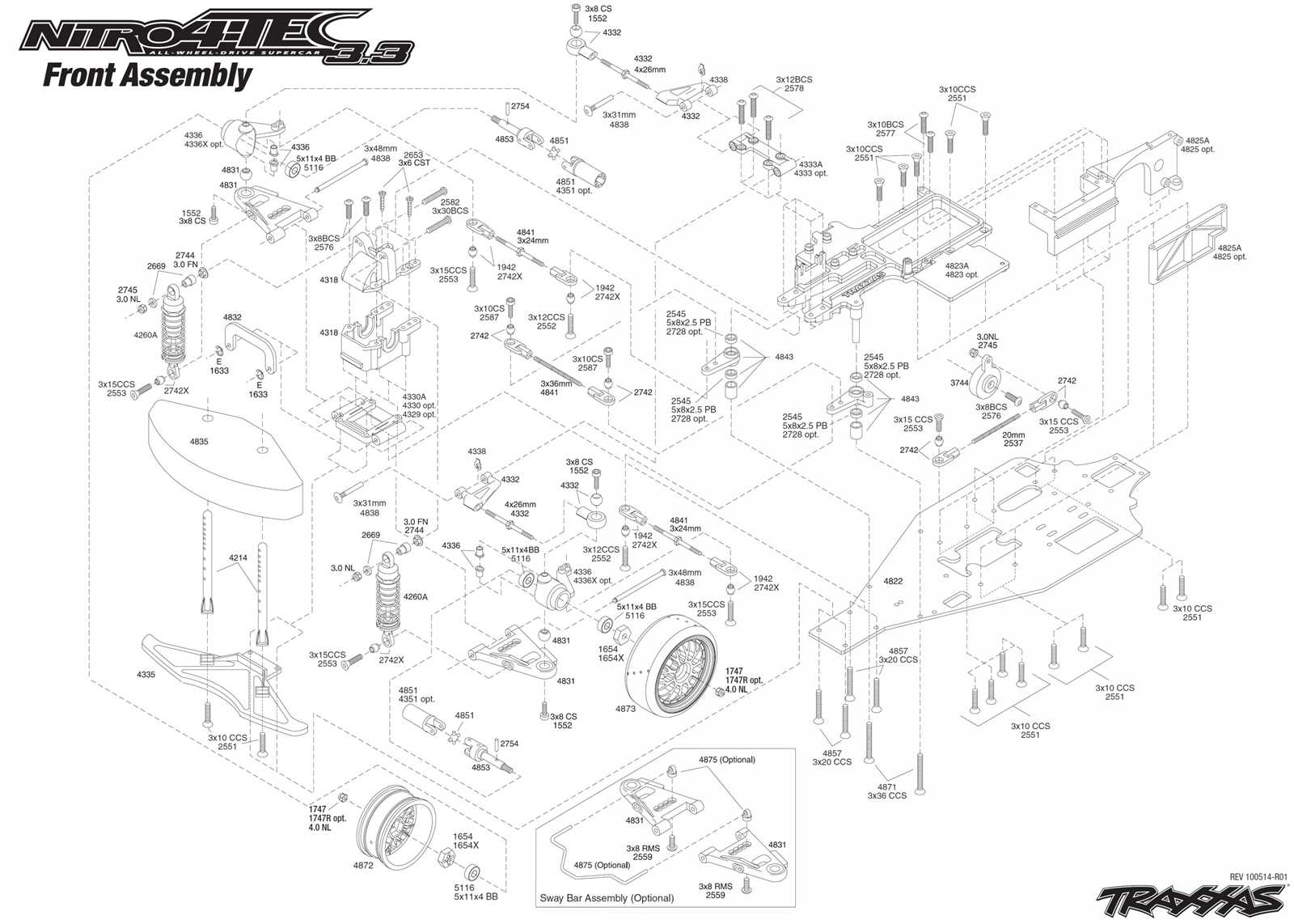 traxxas 4 tec 2.0 parts diagram