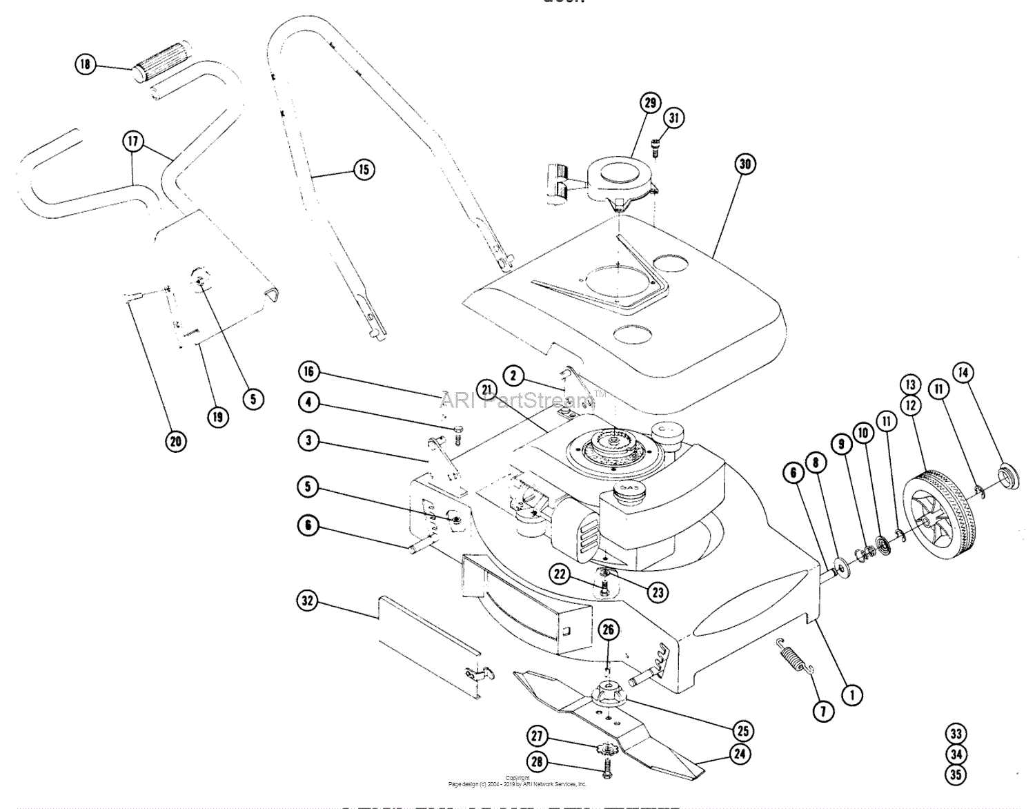 toro push mower parts diagram