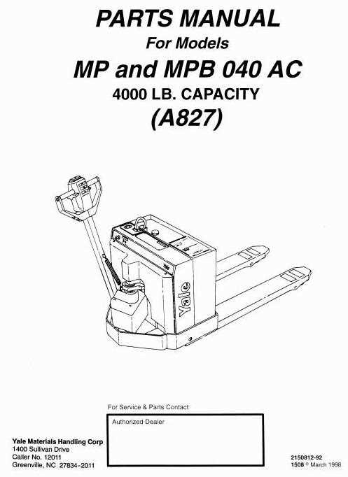 yale electric pallet jack parts diagram