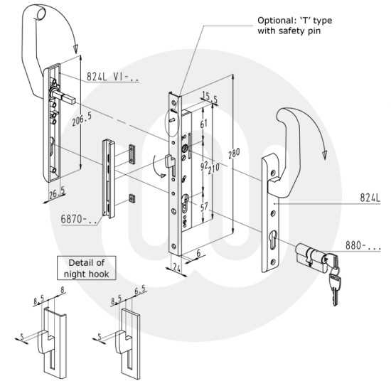 sliding door parts diagram