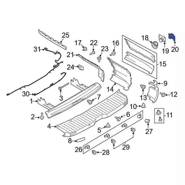 ford f250 tailgate parts diagram