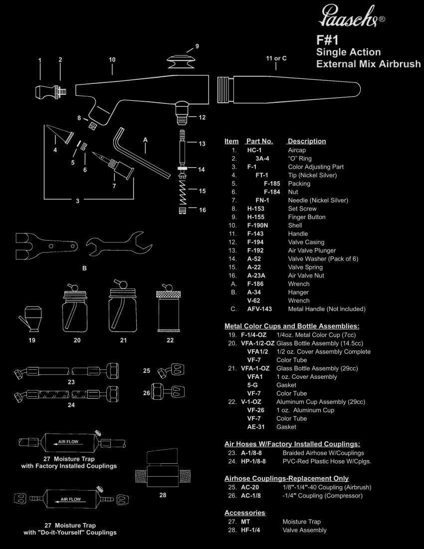 paasche airbrush parts diagram