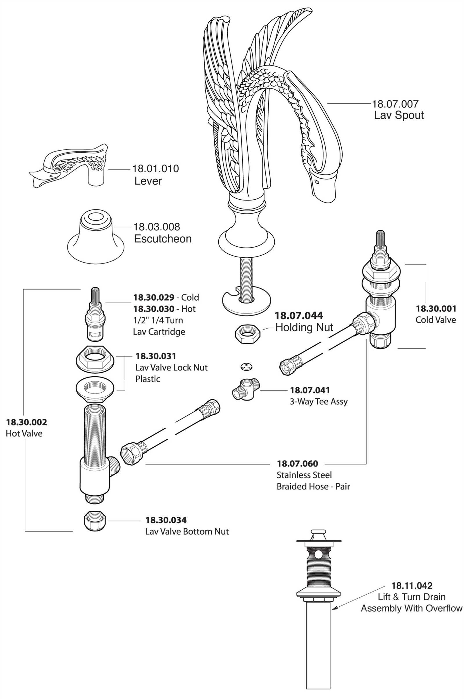 parts of a bathroom faucet diagram