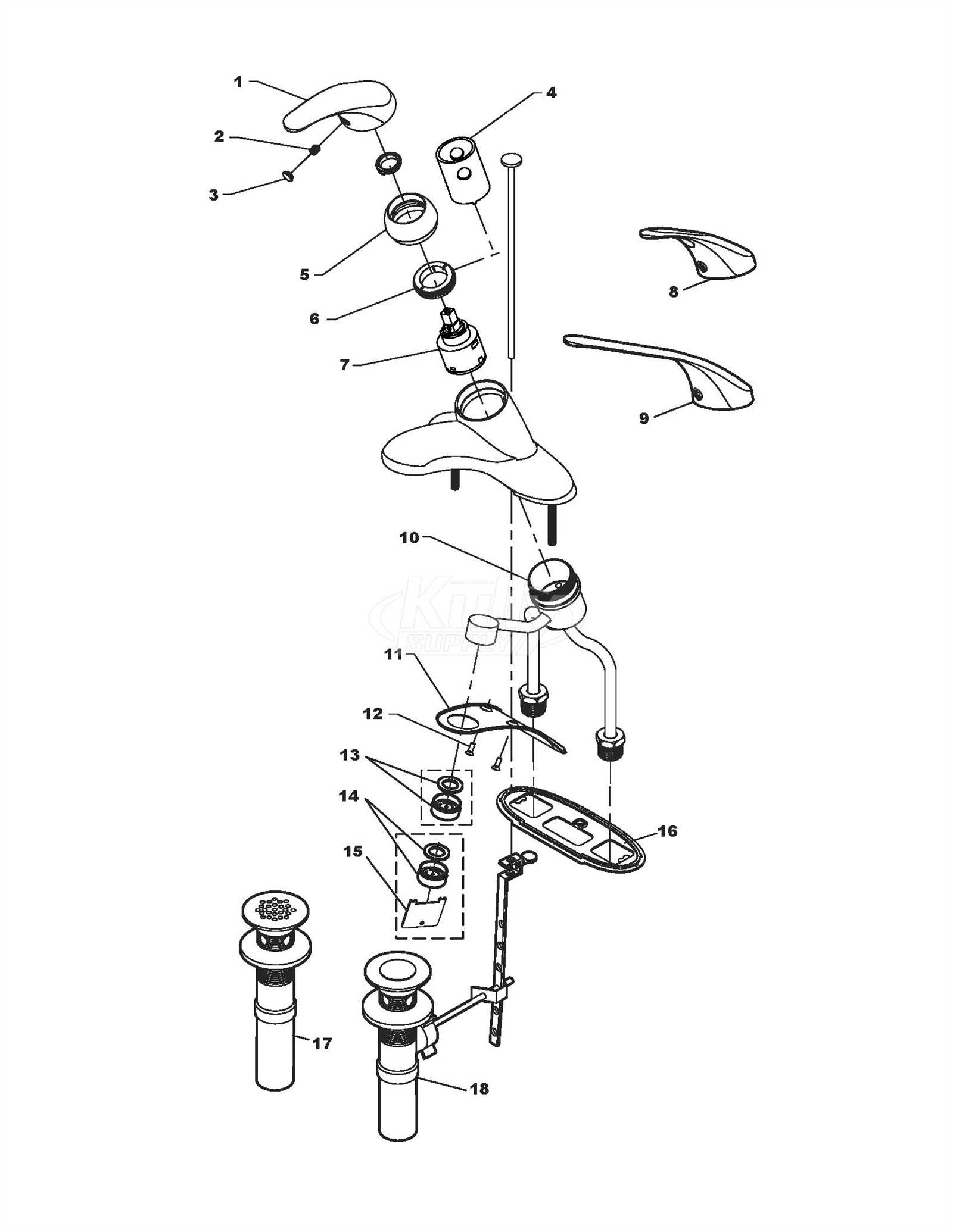 parts of a bathroom sink faucet diagram