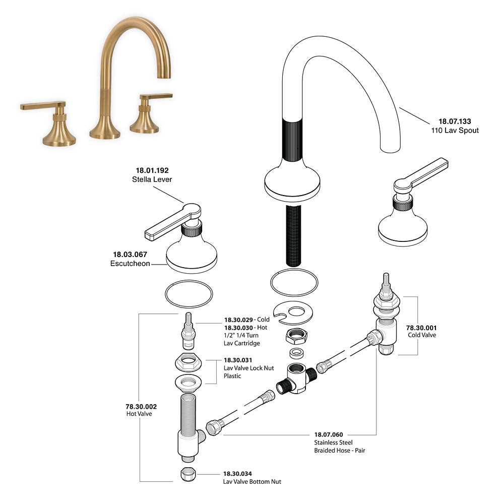 parts of a bathroom sink faucet diagram