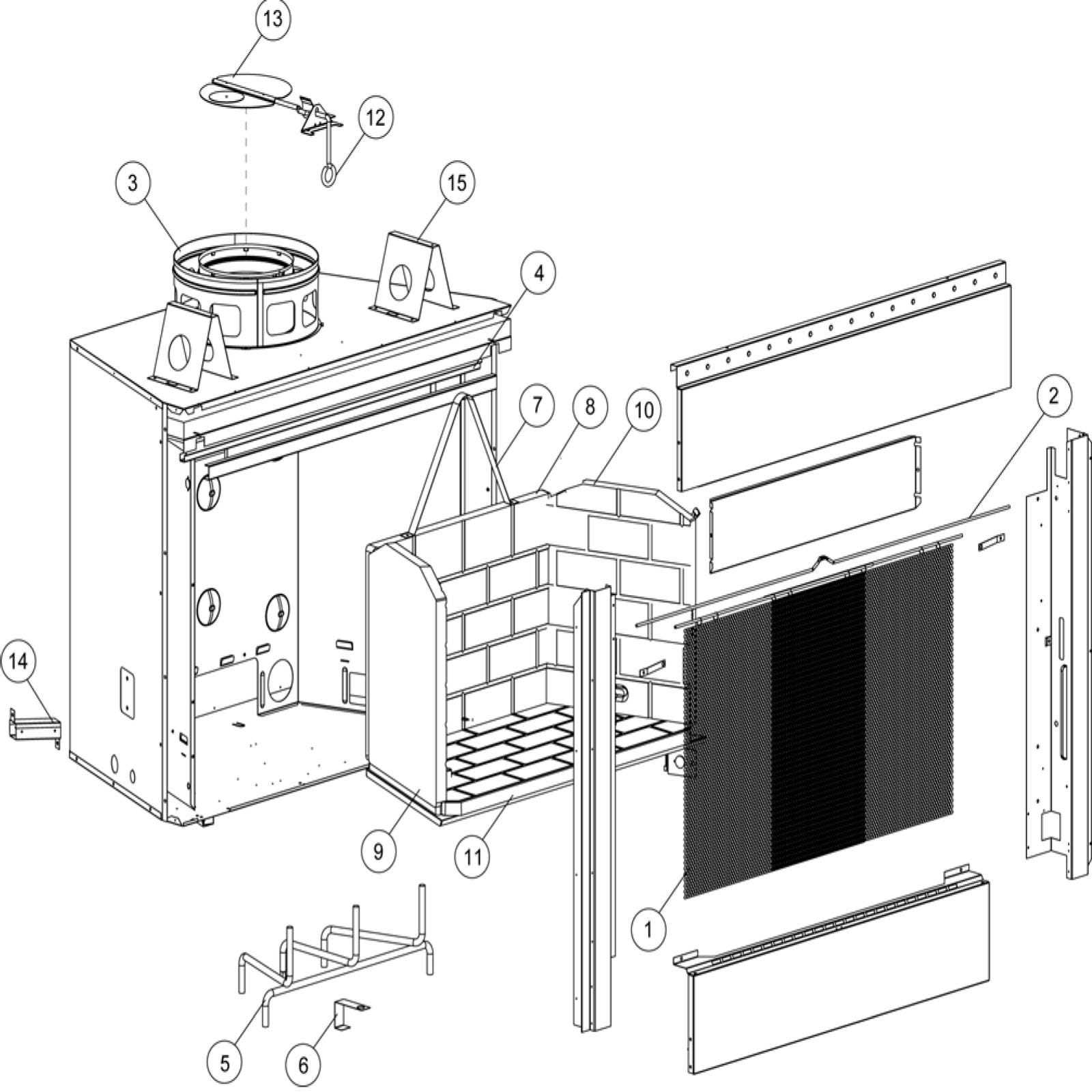 parts of a fireplace diagram