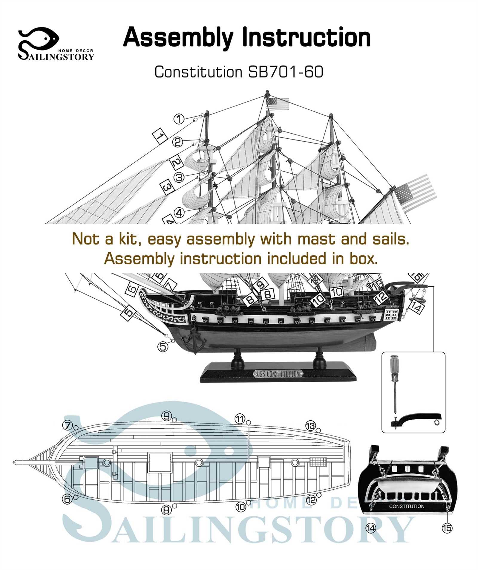 parts of a sailing ship diagram