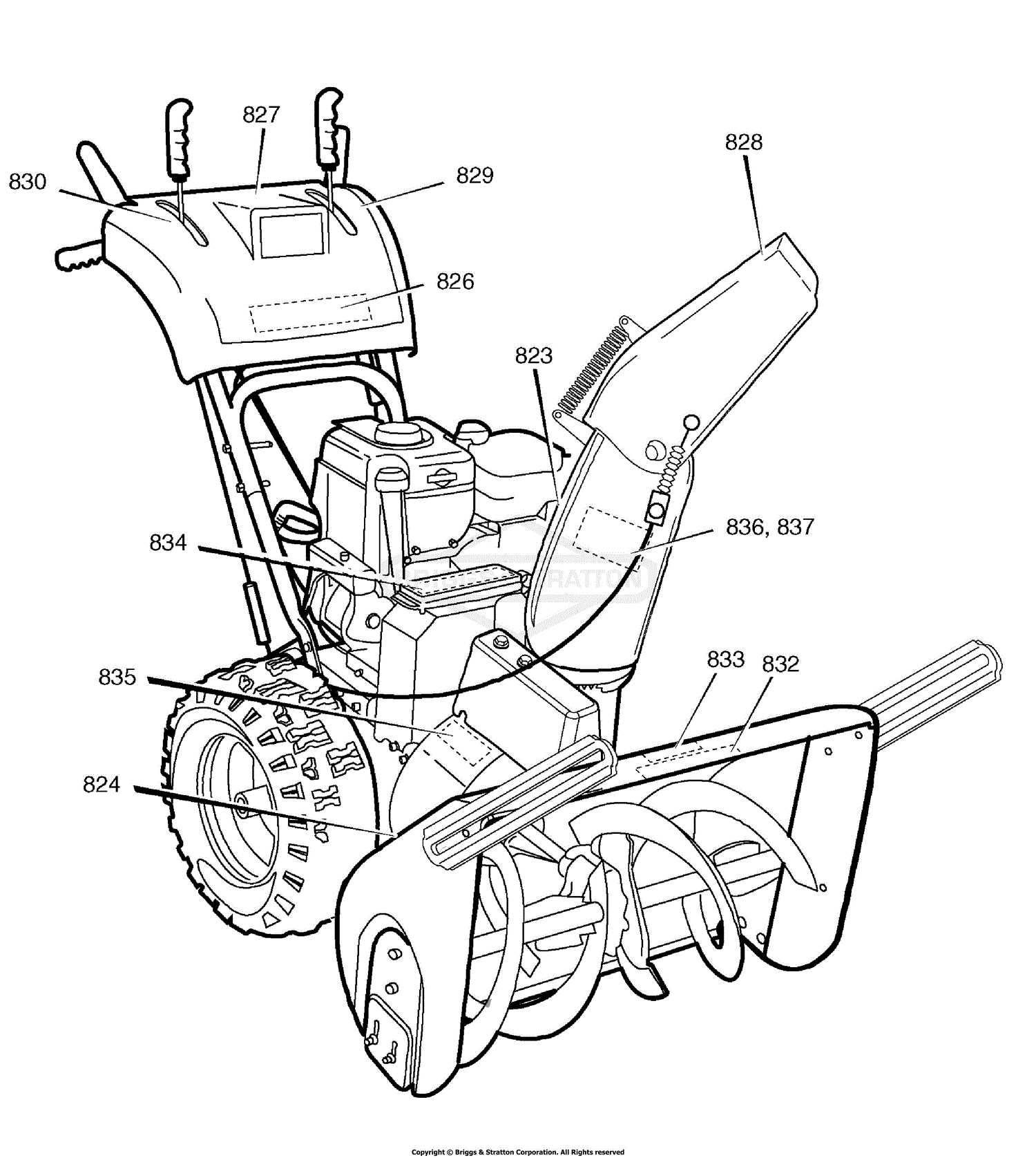 parts of a snowblower diagram