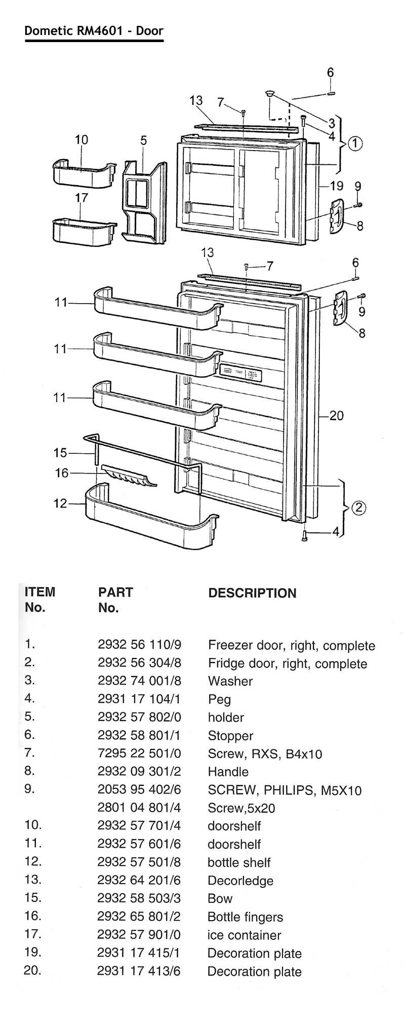 parts of door diagram