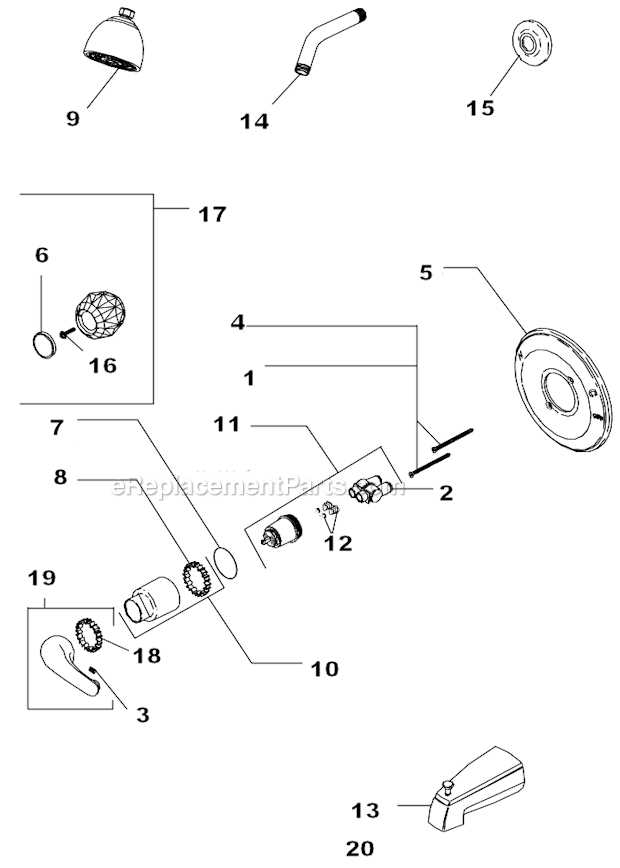 tub faucet parts diagram