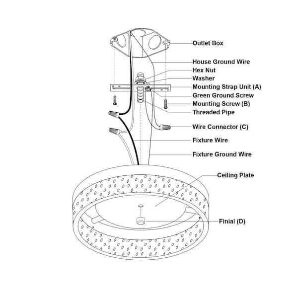 ceiling light fixture parts diagram