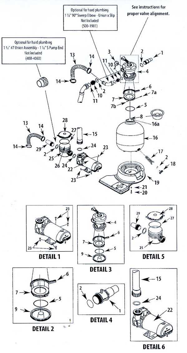 pool sand filter parts diagram