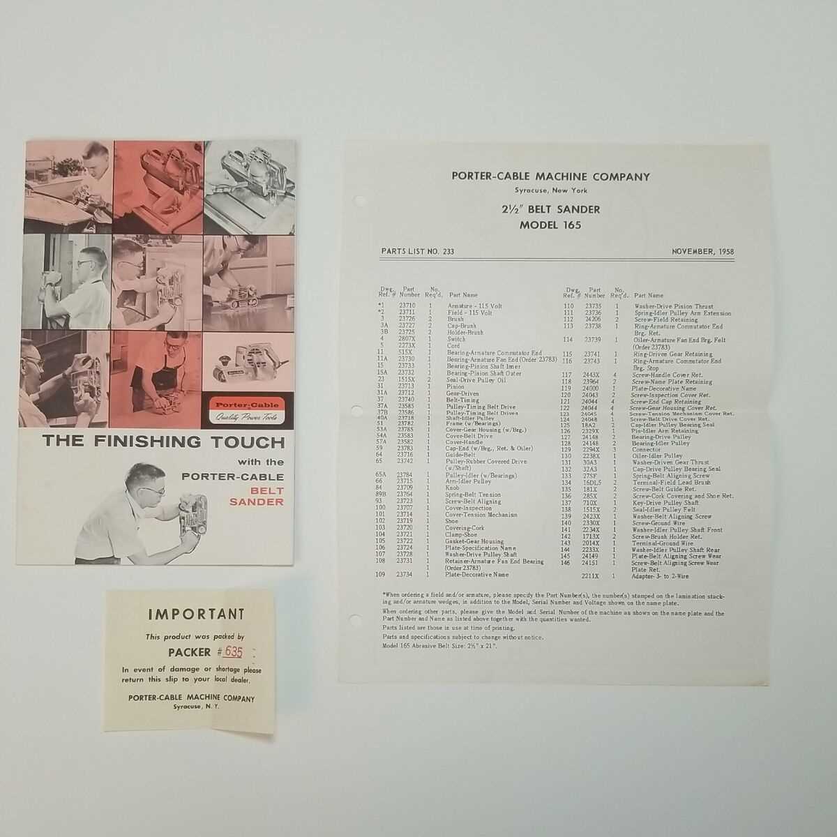 porter cable belt sander parts diagram