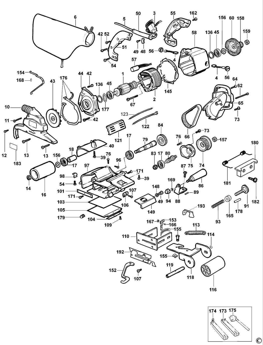 porter cable belt sander parts diagram