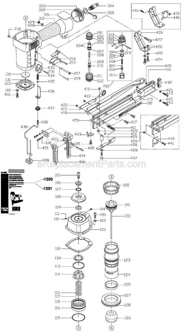 porter cable fn250c parts diagram