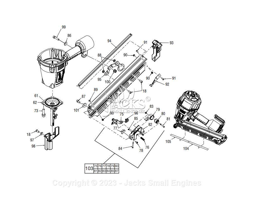 porter cable framing nailer parts diagram