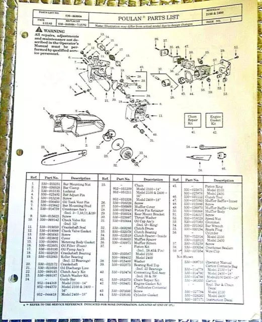 poulan 3400 parts diagram