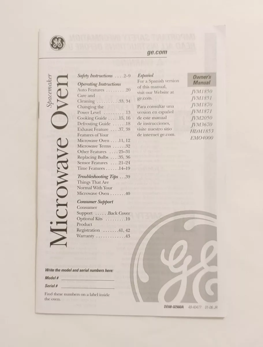 ge spacemaker xl1800 parts diagram