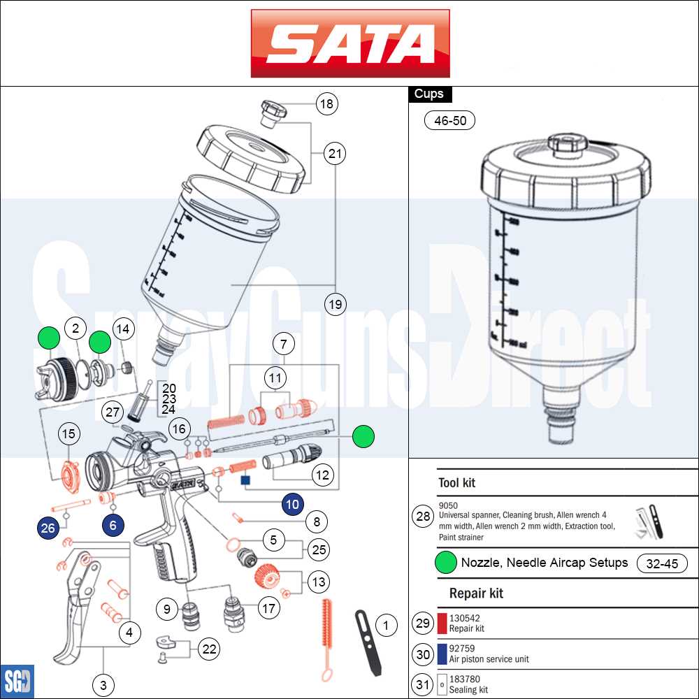 sata spray gun parts diagram