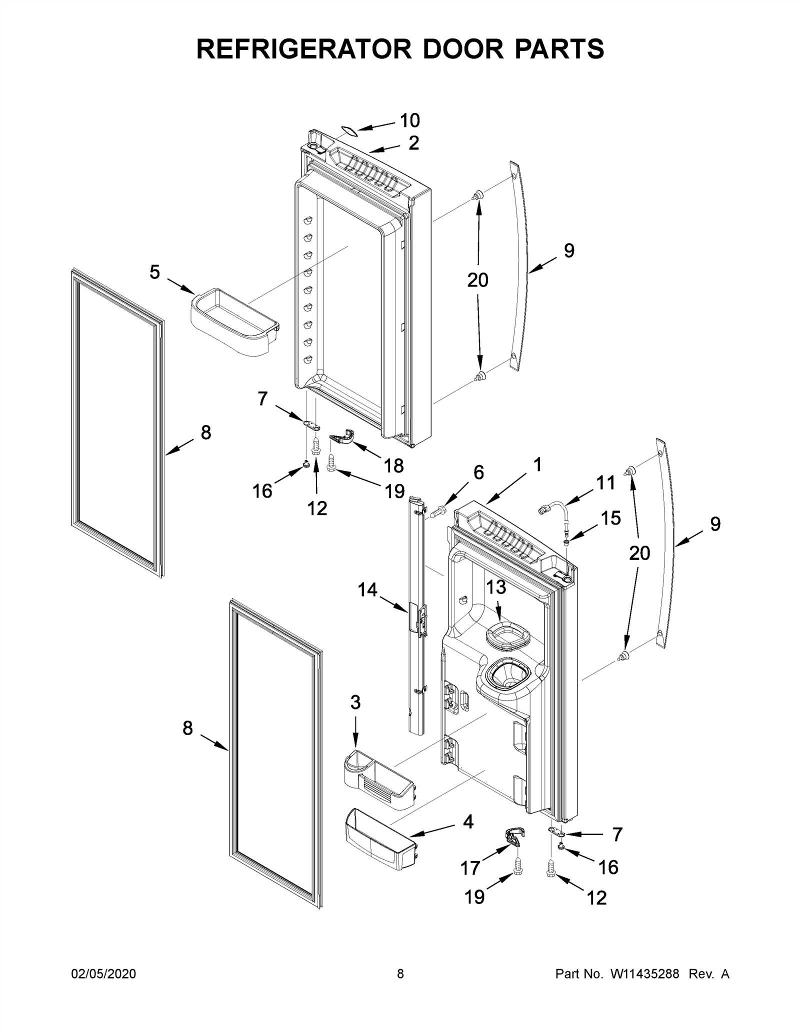 frigidaire refrigerator door parts diagram