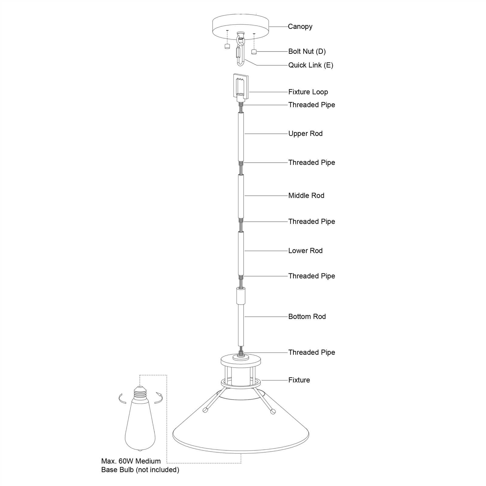 ceiling light fixture parts diagram