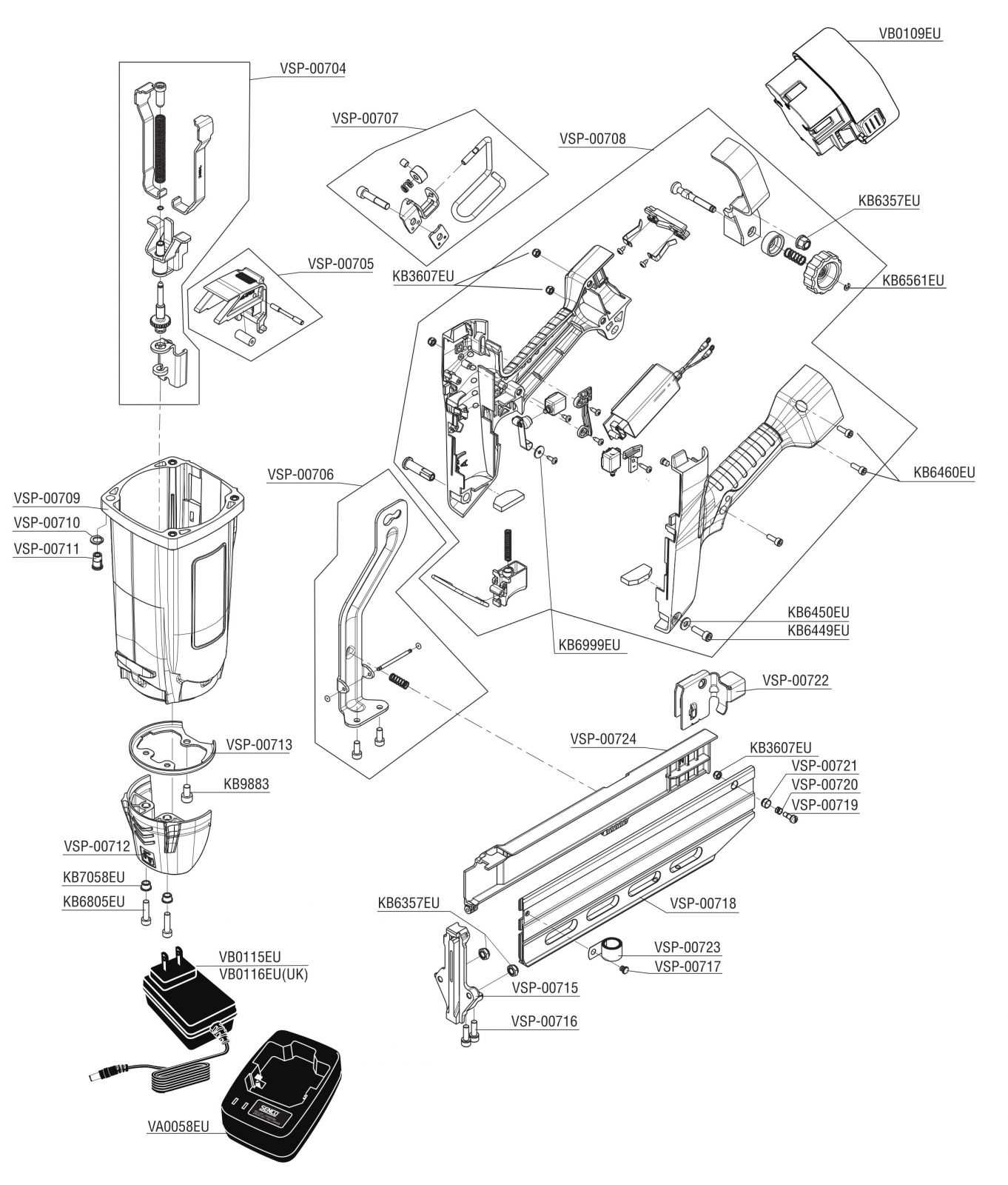 craftsman brad nailer parts diagram