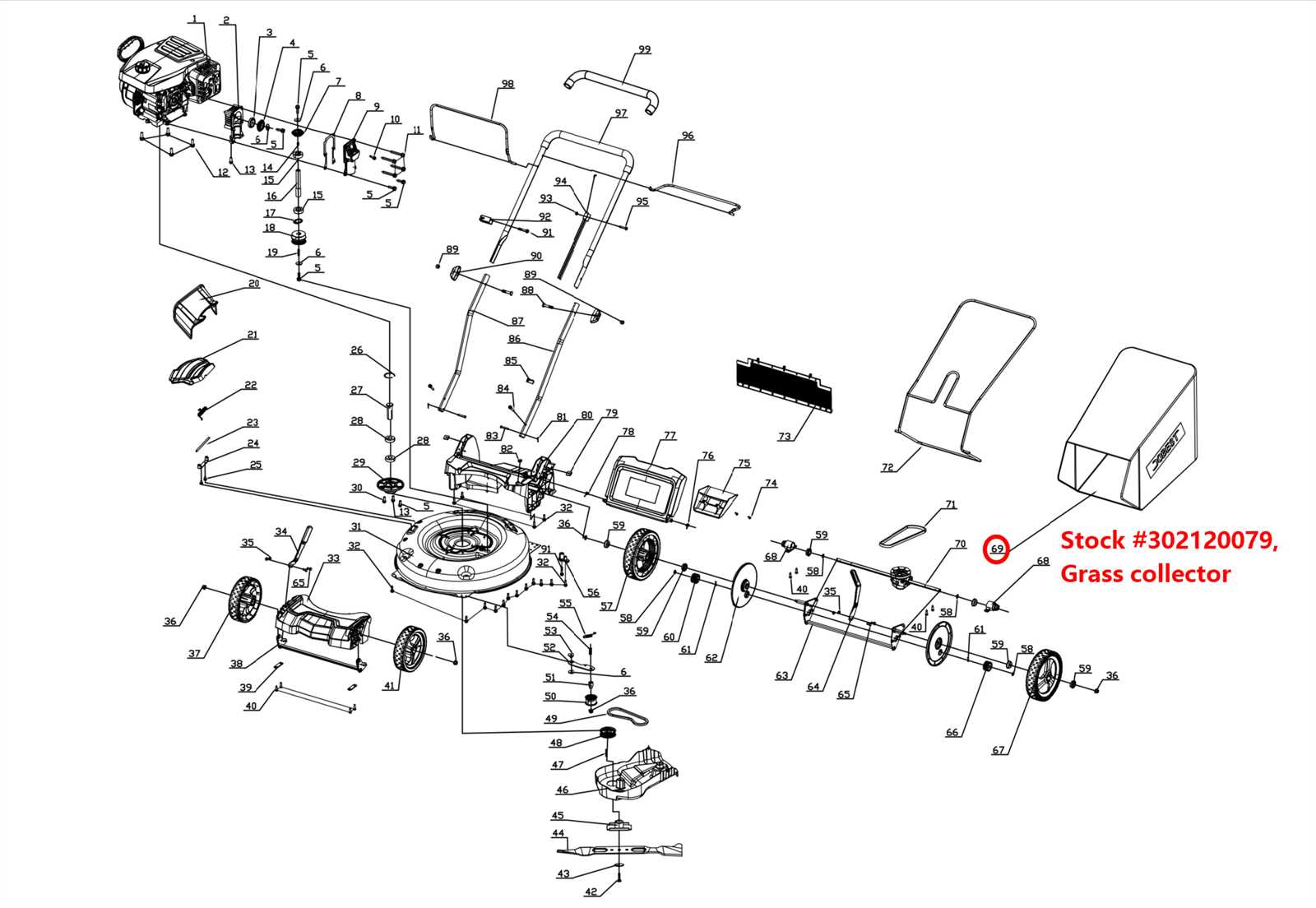 craftsman push mower parts diagram