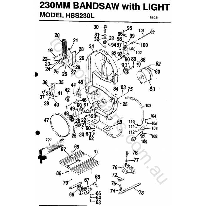 bandsaw parts diagram