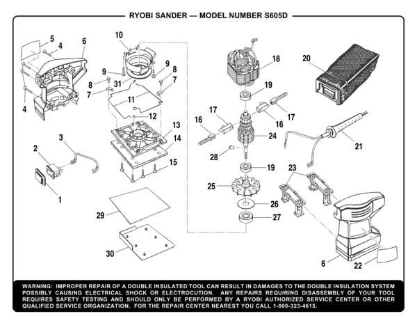 ryobi orbital sander parts diagram