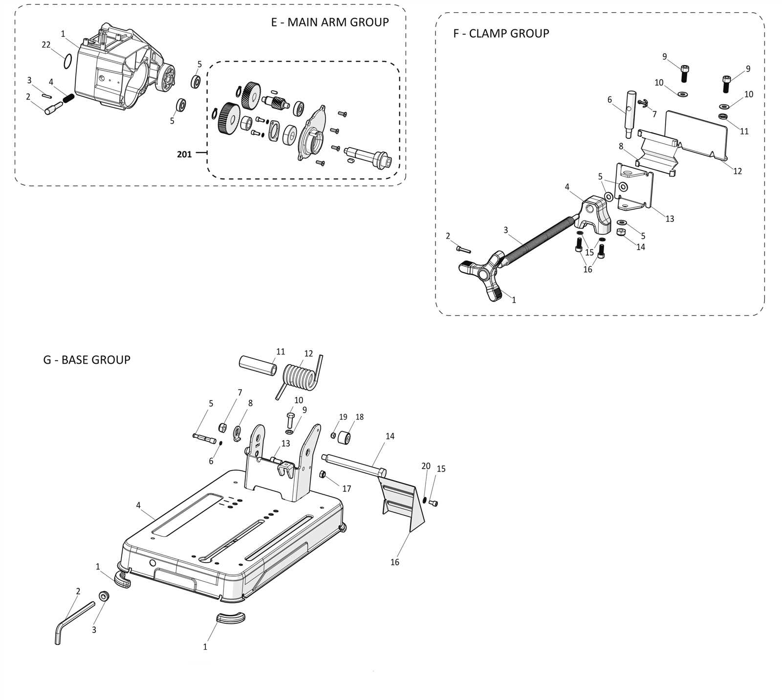 evolution saw parts diagram