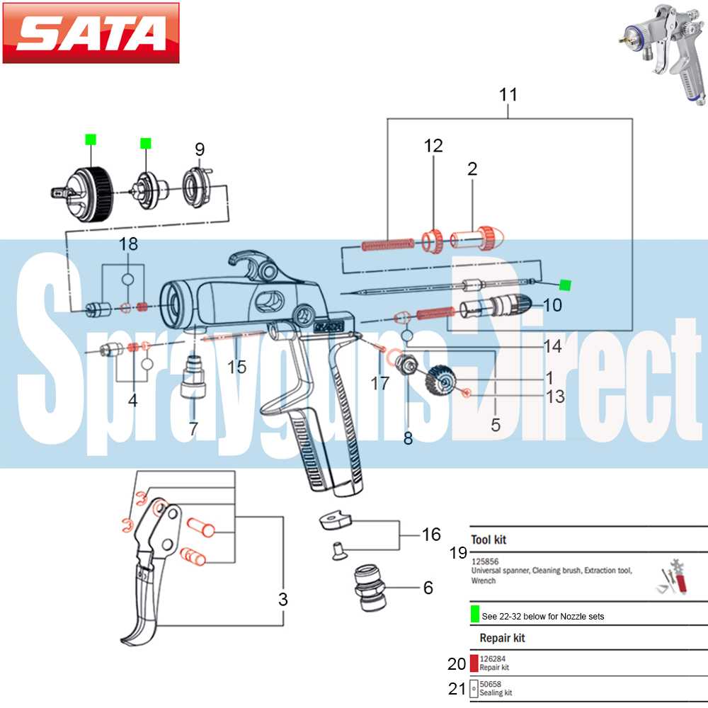 sata spray gun parts diagram