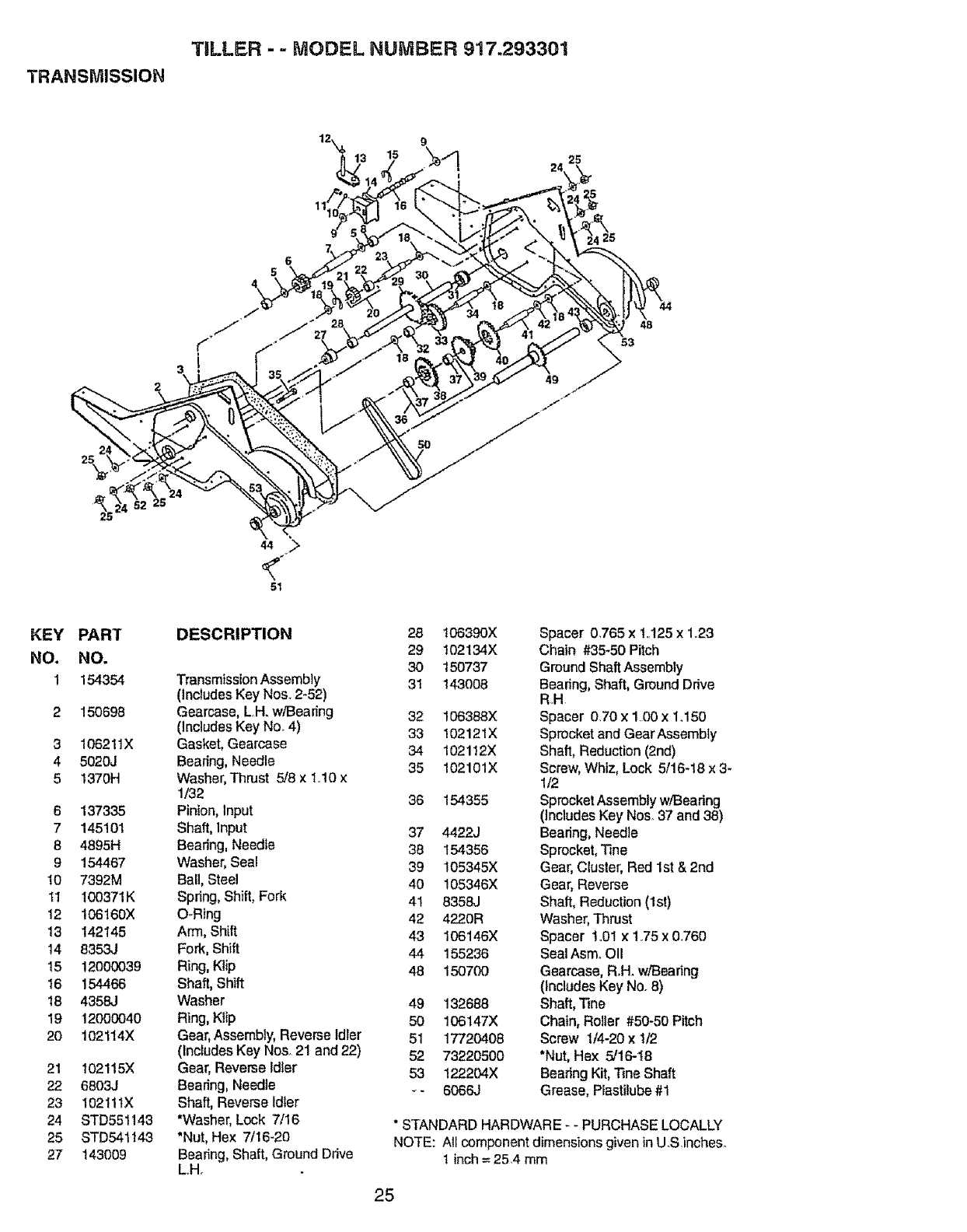 sears tiller parts diagram