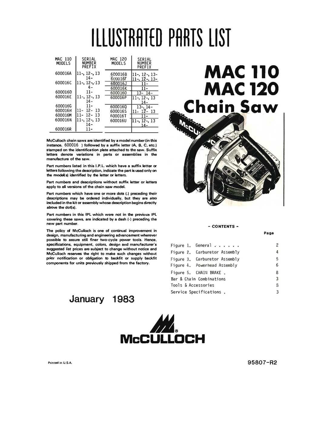 mcculloch mac 110 parts diagram