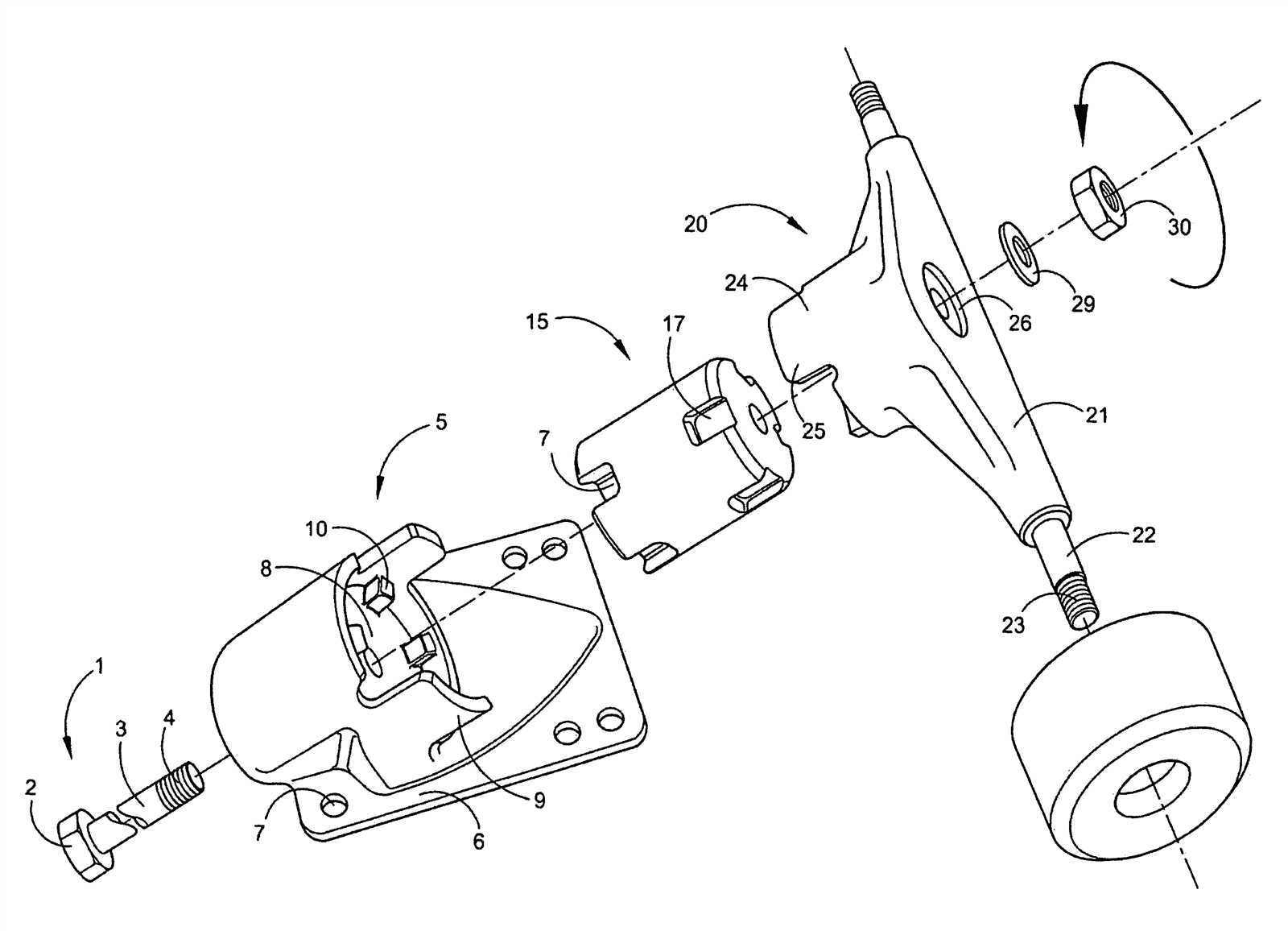 skateboard truck parts diagram