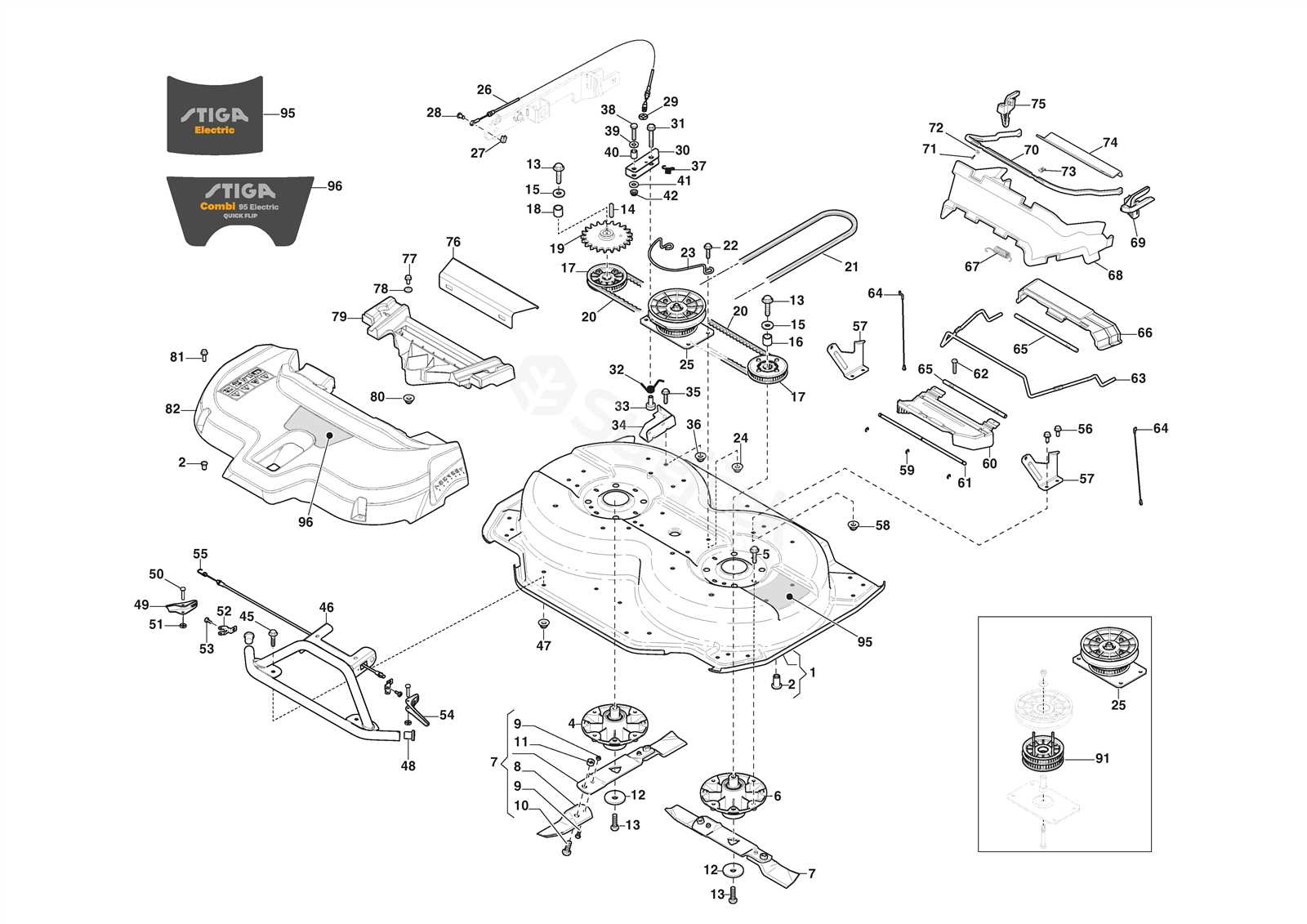 stiga mower parts diagram