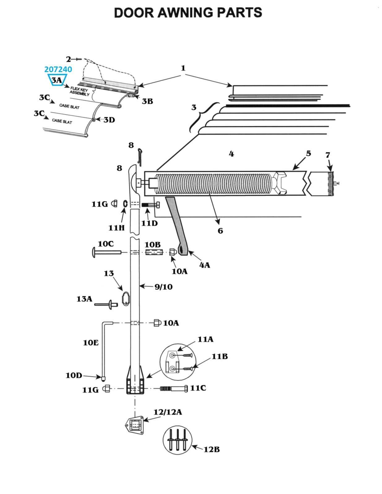 dometic awning arm parts diagram