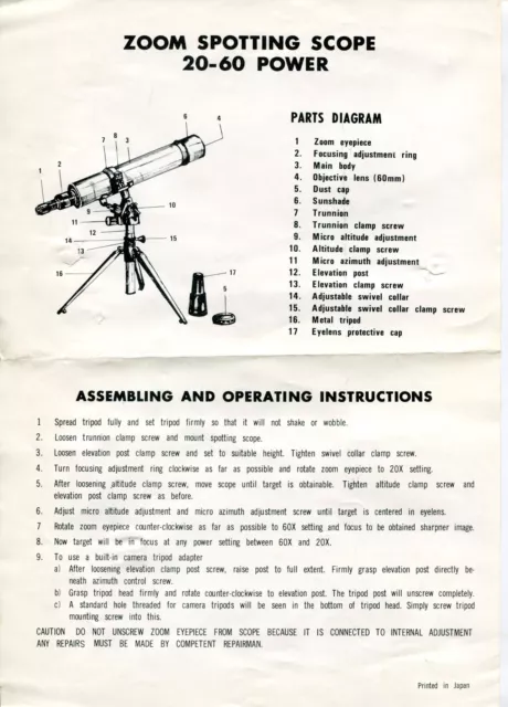 tasco telescope parts diagram