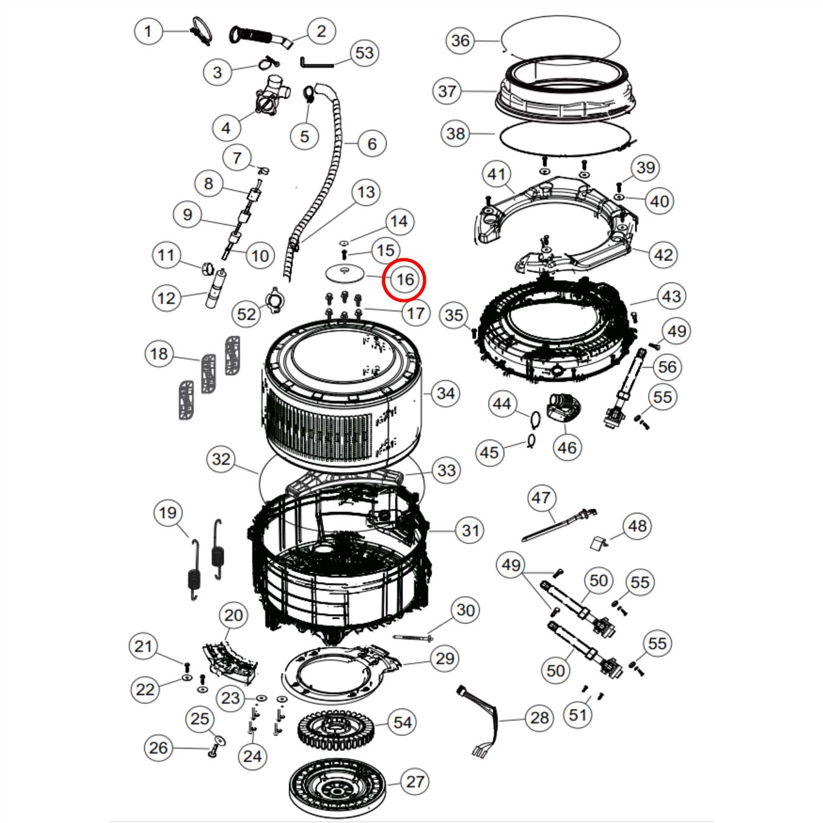 top loading whirlpool washer parts diagram