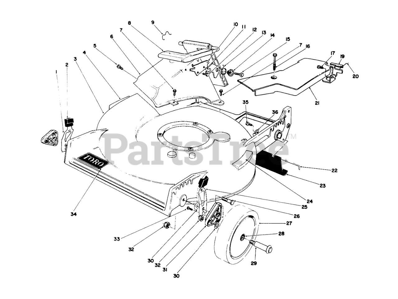 toro push mower parts diagram