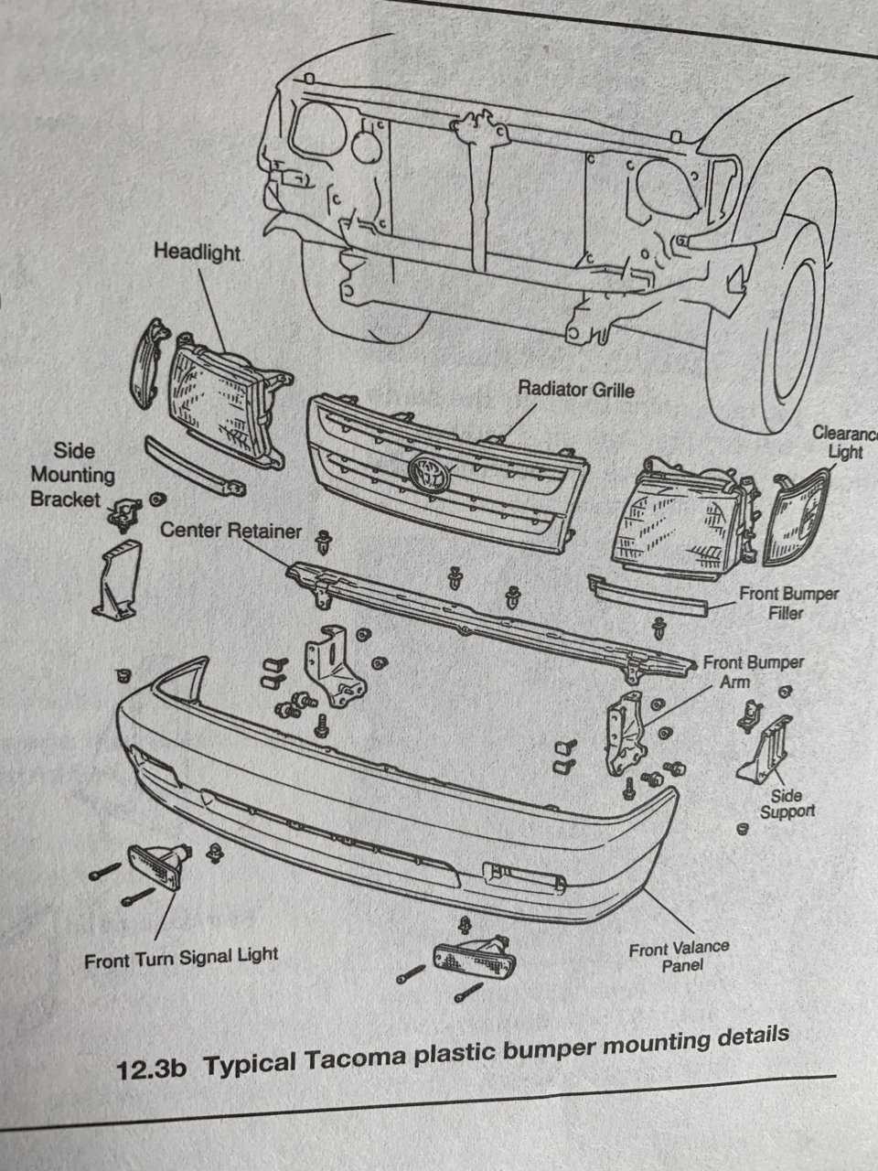 toyota tacoma front bumper parts diagram